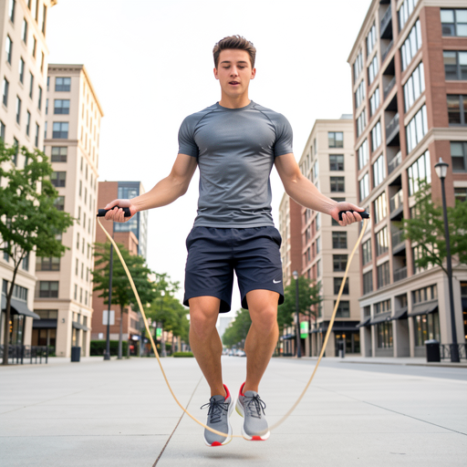 man jumping rope outdoors