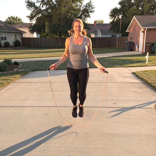 woman jumping rope indoors