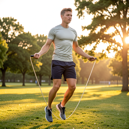 man jumping rope in park